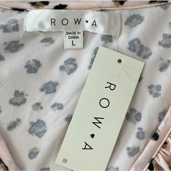 NWT ROW A Women's Animal Print Ruffle Dress Size LARGE Knee Length Casual Dress - Picture 6 of 8